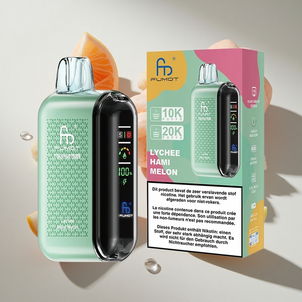 Lychee Hami Meloen Fumot Tornado 20000 Puffs Nederland vapes Dual Mesh Coil