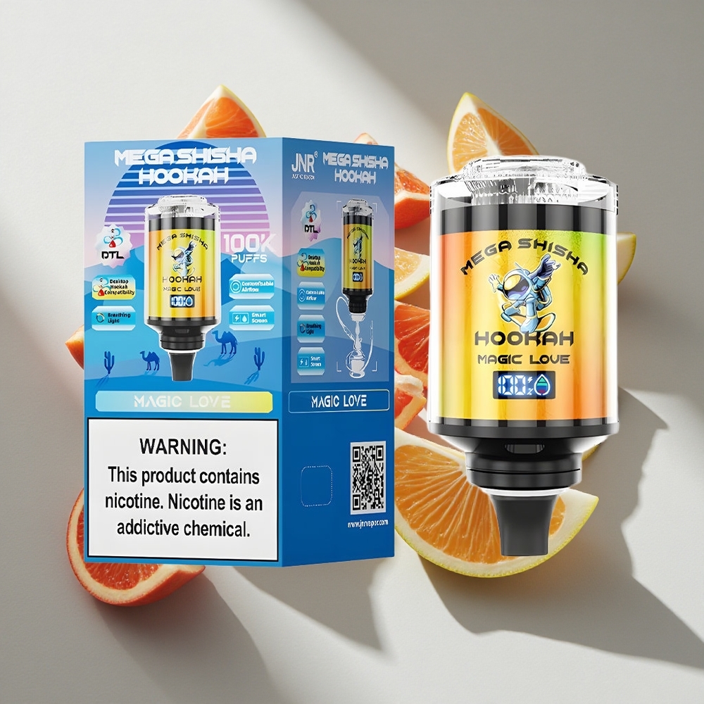 Magic Love JNR Mega Shisha Hookah 100K Puffs Nederland vapes met 60ml Vloeistof Capaciteit  Type-C Opladen