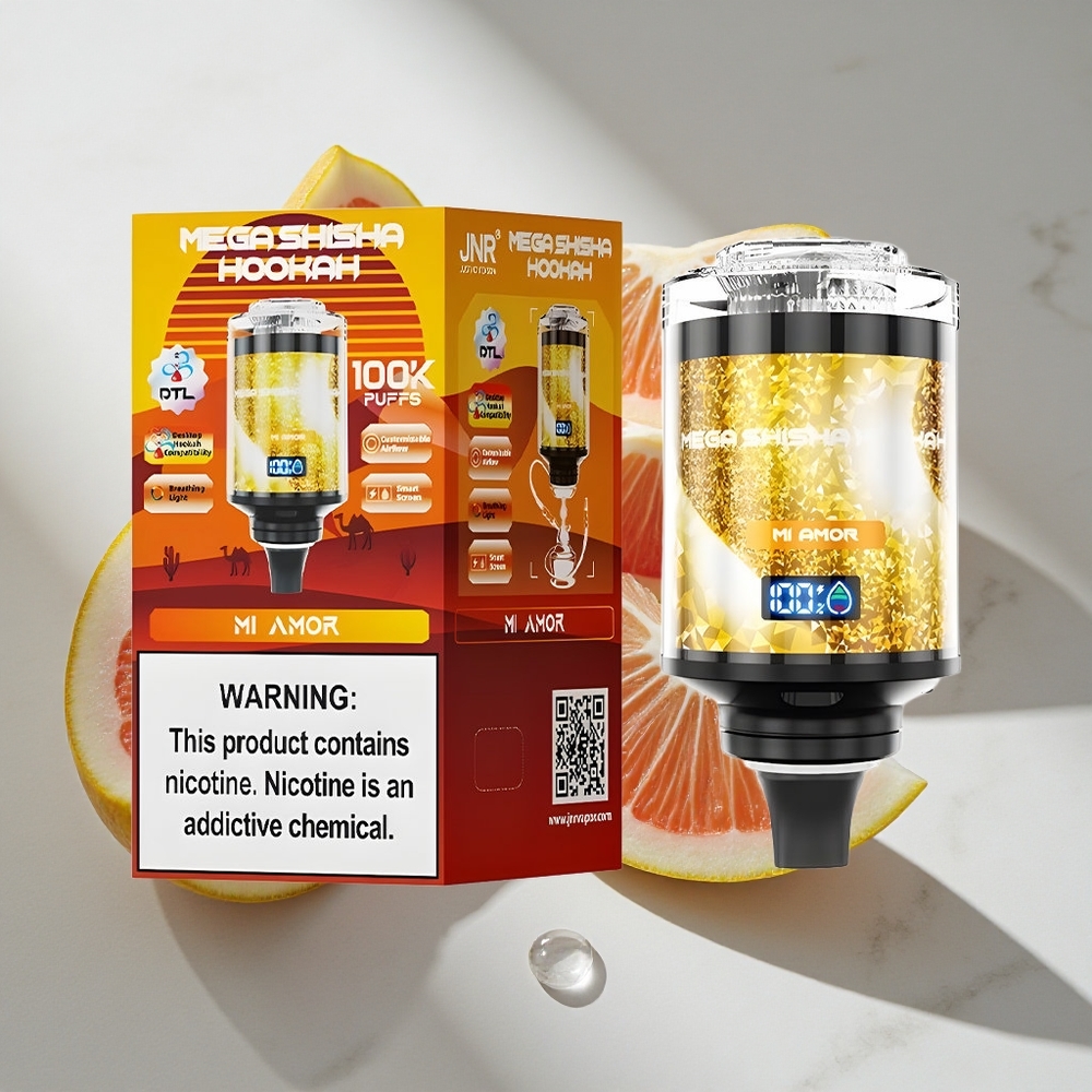 Mi Amor JNR Mega Shisha Hookah 100K 100000 Puffs Nederland vapes met 60ml vloeistof capaciteit en 2200mAh oplaadbare batterij