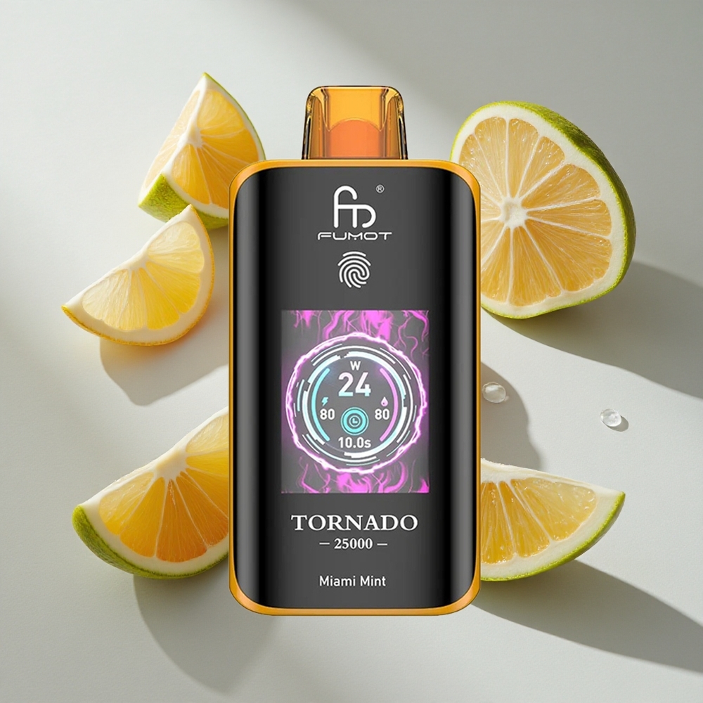 Miami Munt Fumot Tornado 25000 Puffs Nederland vapes met 20ml Voorgevulde E-liquid en Type-C Opladen