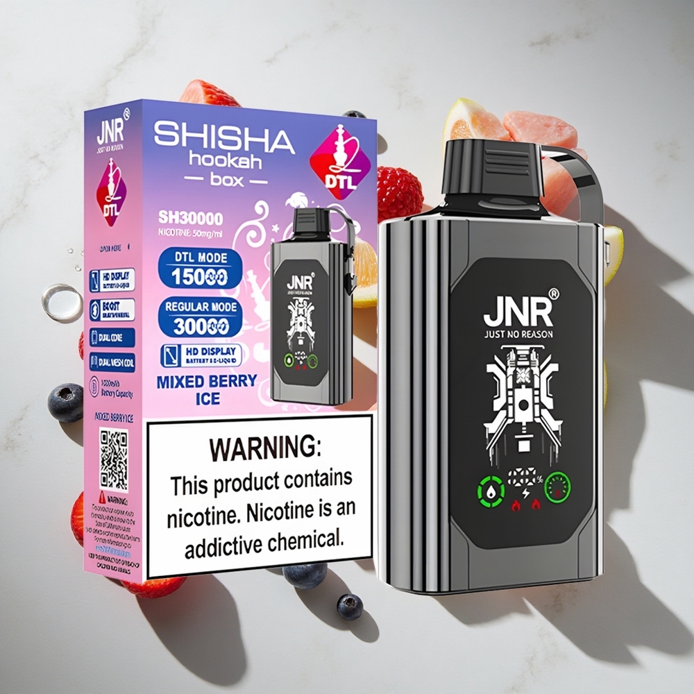 Mixed Berry Ice JNR Shisha Hookah Box 20500 Puffs Nederland vapes - HD Display 25ml Vloeistof Type-C Opladen