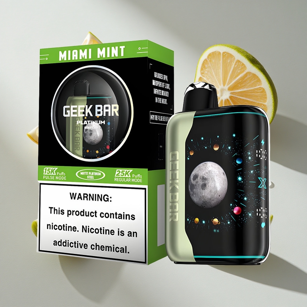 Munt Miami GEEK BAR Platinum Edition 25000 Puffs Nederland vapes met 20ml e-vloeistof  2 nicotine