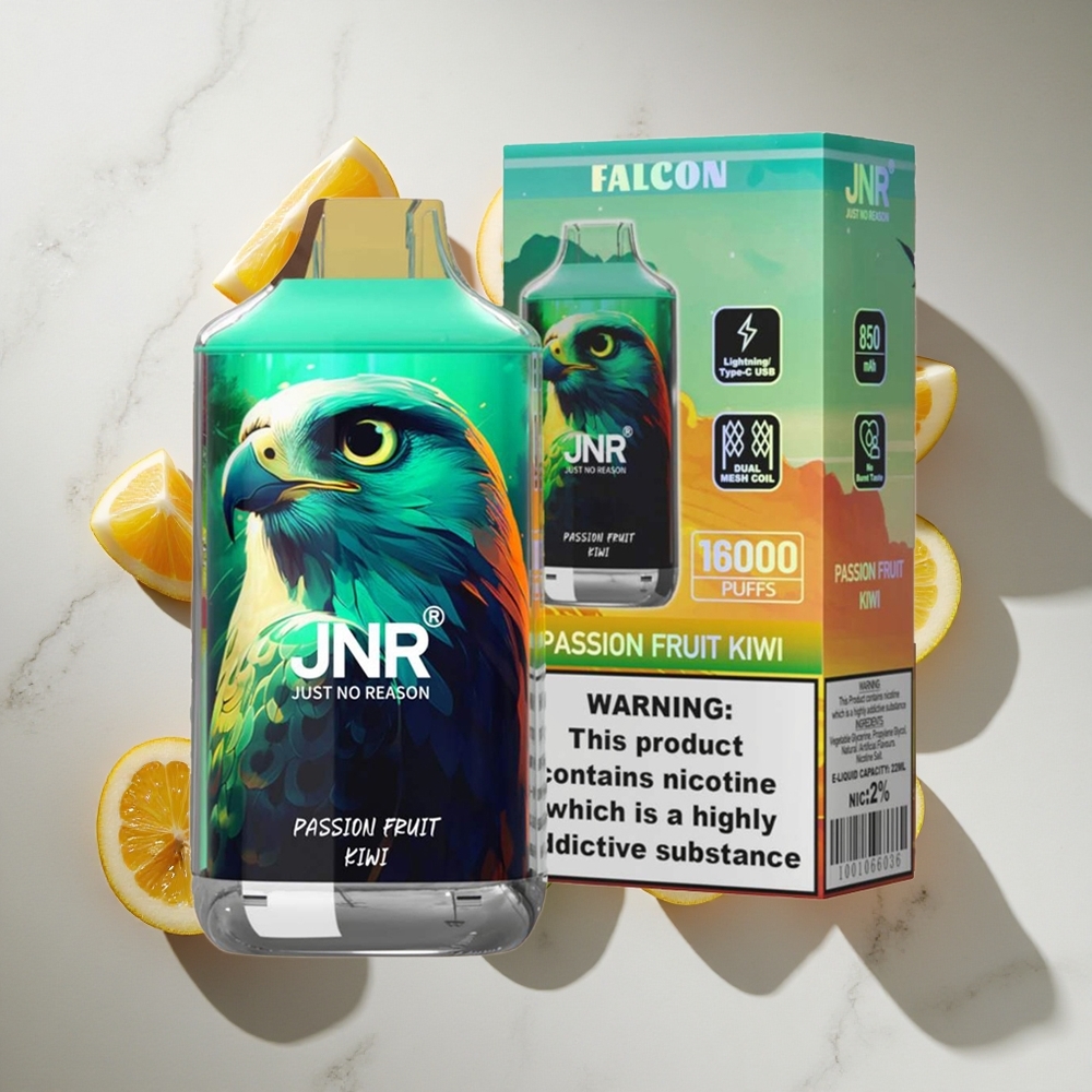 Passie Fruit Kiwi JNR Falcon 16000 Puffs Nederland vapes - 22ml Vloeistof  Dual Mesh Coil