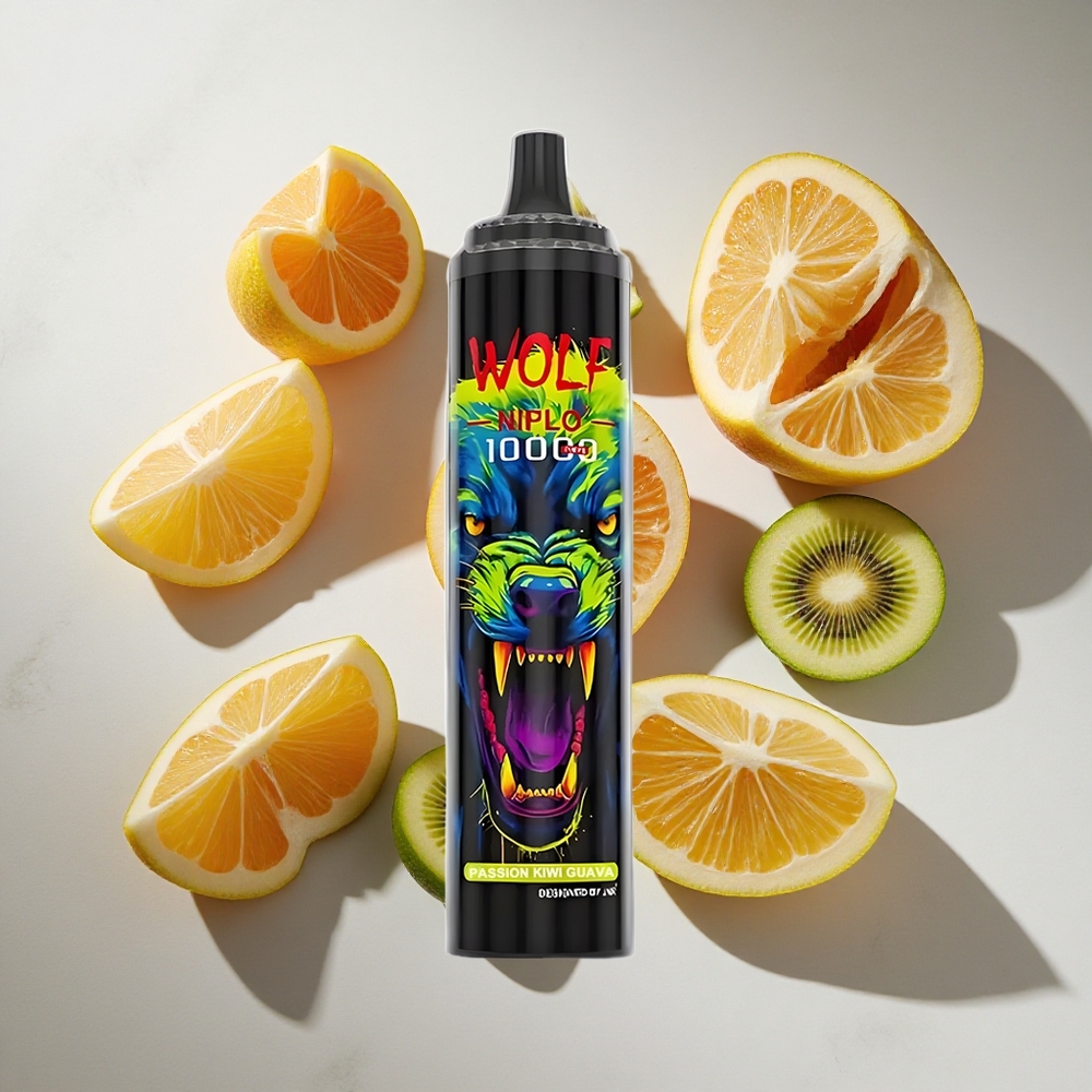 Passionfruit Kiwi Guava JNR Wolf Niplo 10000 Puffs Nederland vapes met 20ml Vloeistof  Type-C Opladen