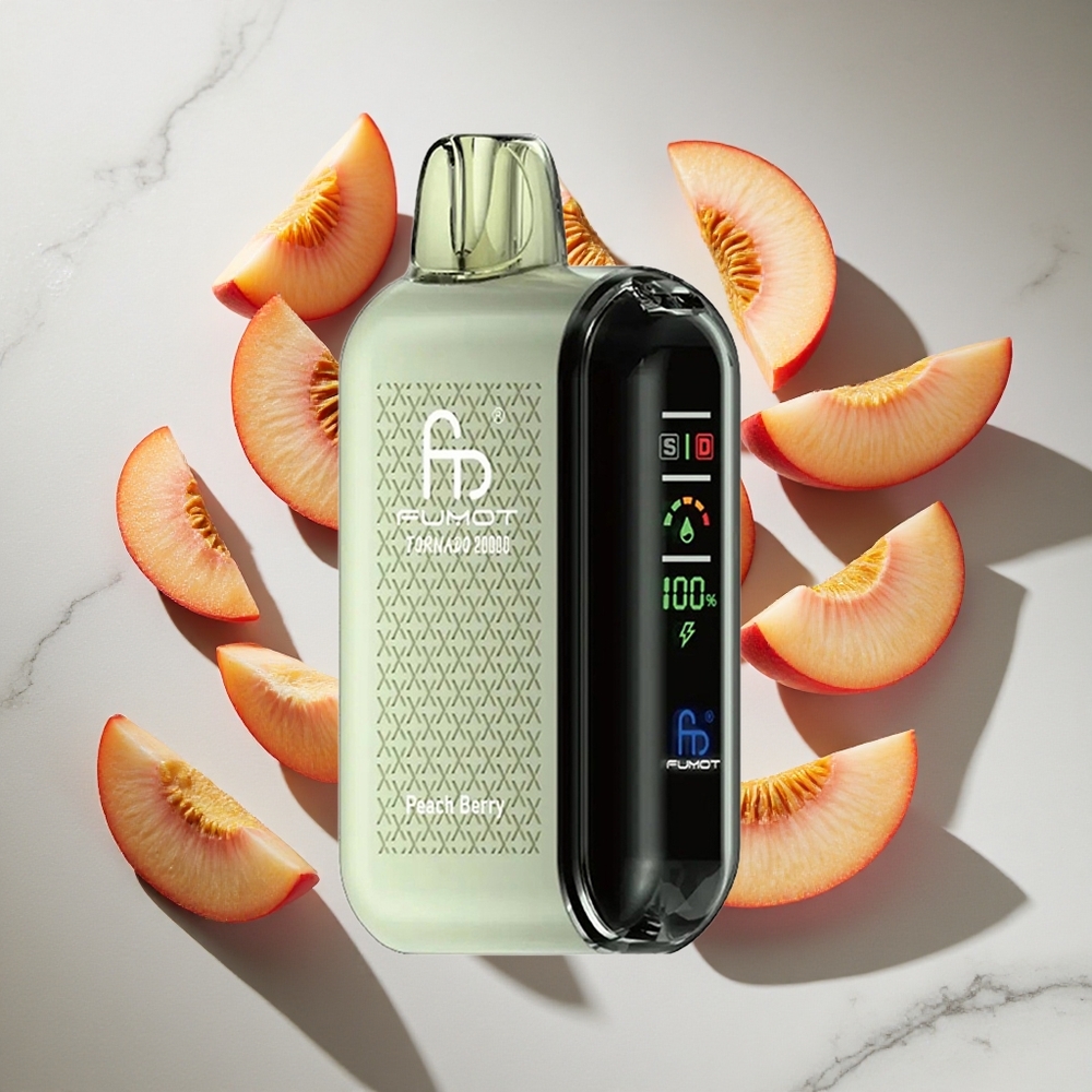 Perzik Bessen Fumot Tornado 20000 Puffs Nederland vapes met Dual Mesh Coil en Smart Display