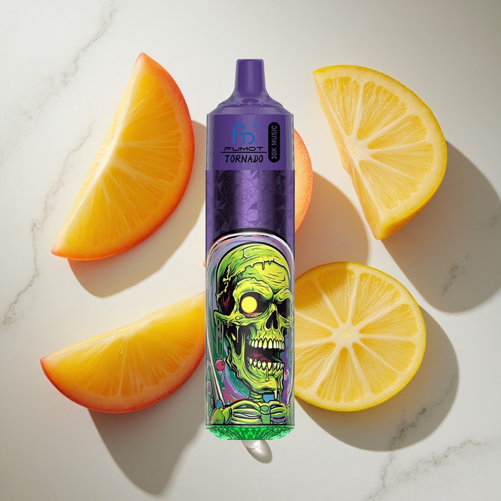 Perzik Mango Ananas Fumot RandM Tornado 30000 Puffs Nederland vapes met 30mL voorgevuld en LED-display