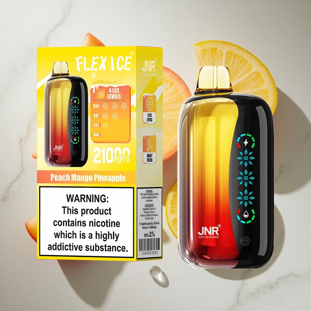 Perzik Mango Ananas JNR Flex Ice 21000 Puffs Nederland vapes met Aanpasbare Airflow en Touch Screen