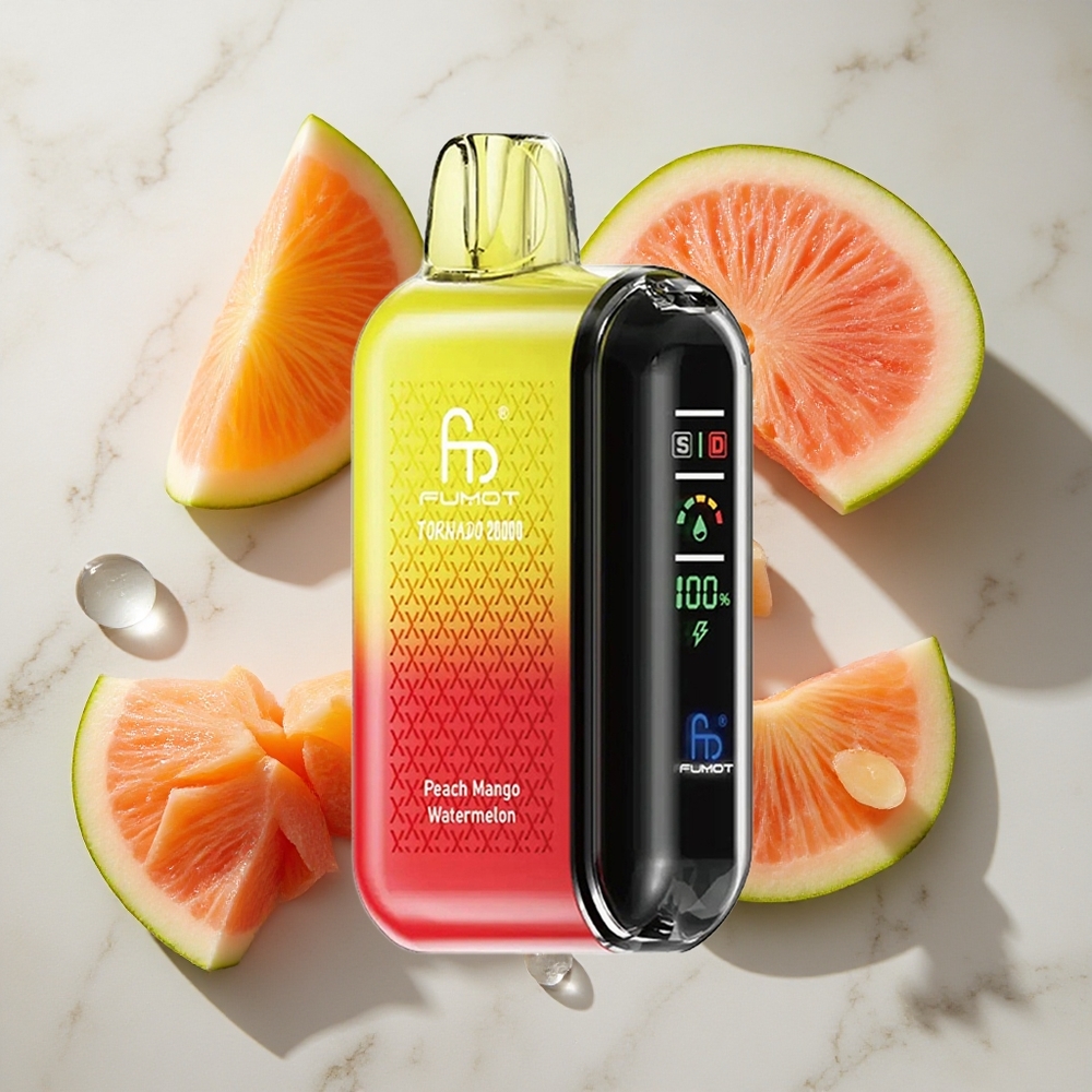 Perzik Mango Watermeloen Fumot Tornado 20000 Puffs Nederland vapes Dual Mesh Coil 20ml