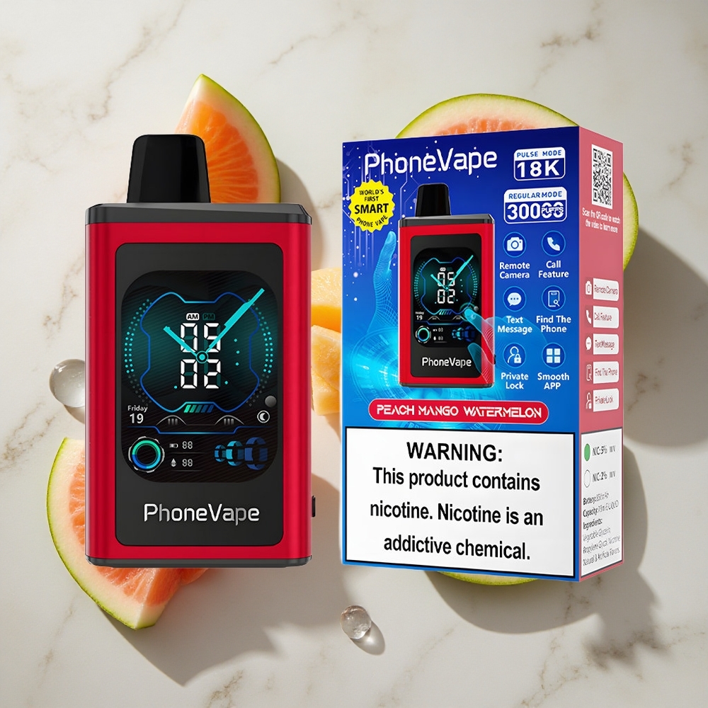 Perzik Mango Watermeloen JNR PhoneVape 30000 puffs Nederland vapes App Gestuurd  850mAh Type-C Oplaadbaar