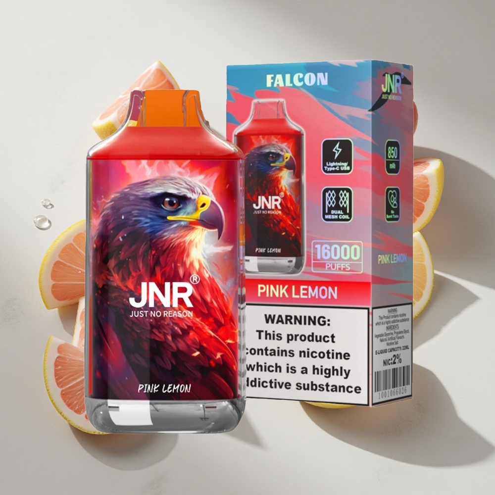 Roze Citroen JNR Falcon 16000 Puffs Nederland vapes - 22ml Vloeistof Dual Mesh Coil