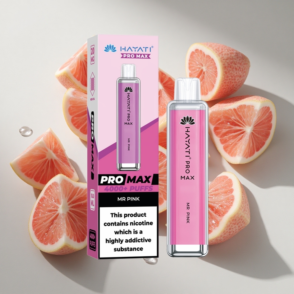 Roze Hayati Pro Max 4000 Puffs Nederland vapes met 1400mAh oplaadbare batterij en kristal uiterlijk