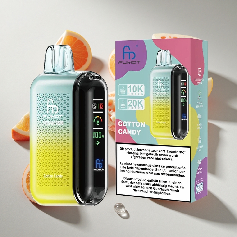 Suikerspin Fumot Tornado 20000 Puffs Nederland vapes Dual Mesh Coil  20ml Vloeistof