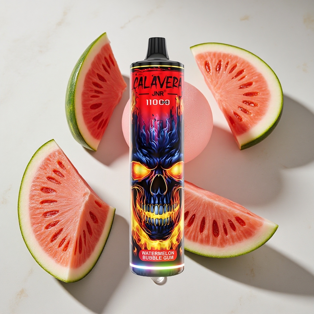 Watermeloen Bubblegum JNR Calavera 11000 Puffs Nederland vapes met Type-C oplader en 850 mAh batterij
