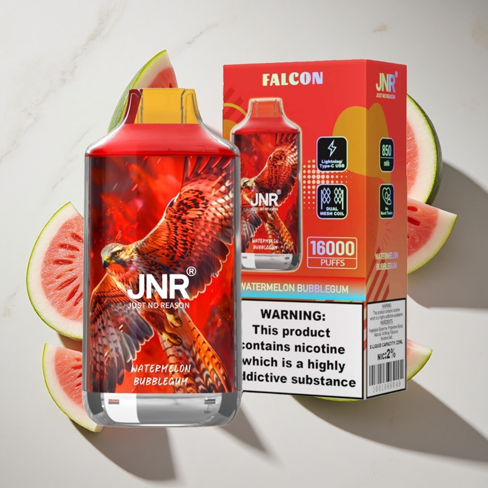 Watermeloen Bubblegum JNR Falcon 16000 Puffs (22ml Vloeistof) Nederland vapes Dubbel Mesh Coil