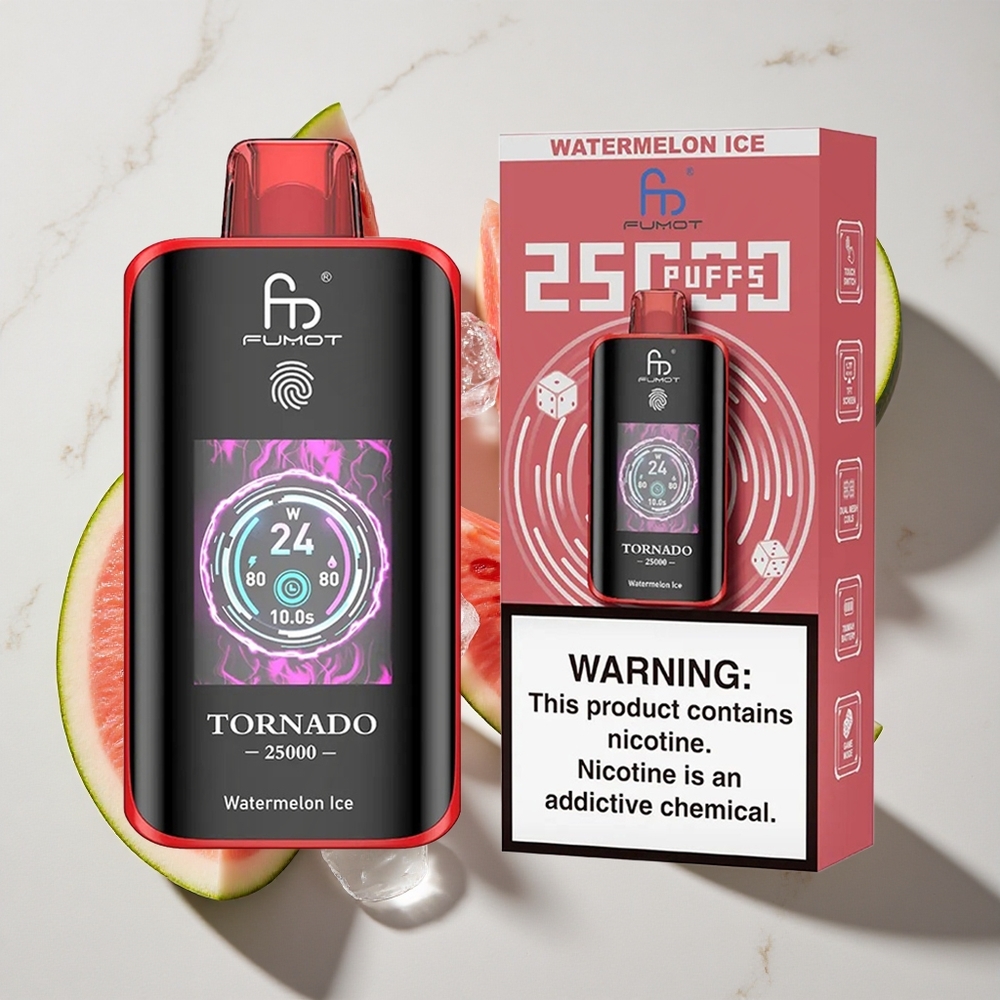 Watermeloen IJs Fumot Tornado 25000 Puffs Nederland vapes met 20ml Voorgevulde E-liquid en Type-C oplaadpoort