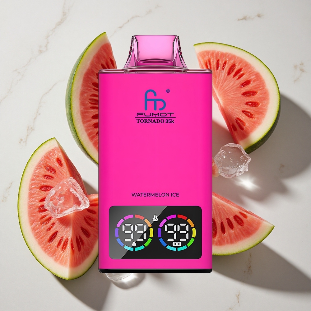 Watermeloen IJs Fumot Tornado 35K Wegwerp Vape 35000 Puffs Nederland vapes Dual Mesh Coil  RGB Licht
