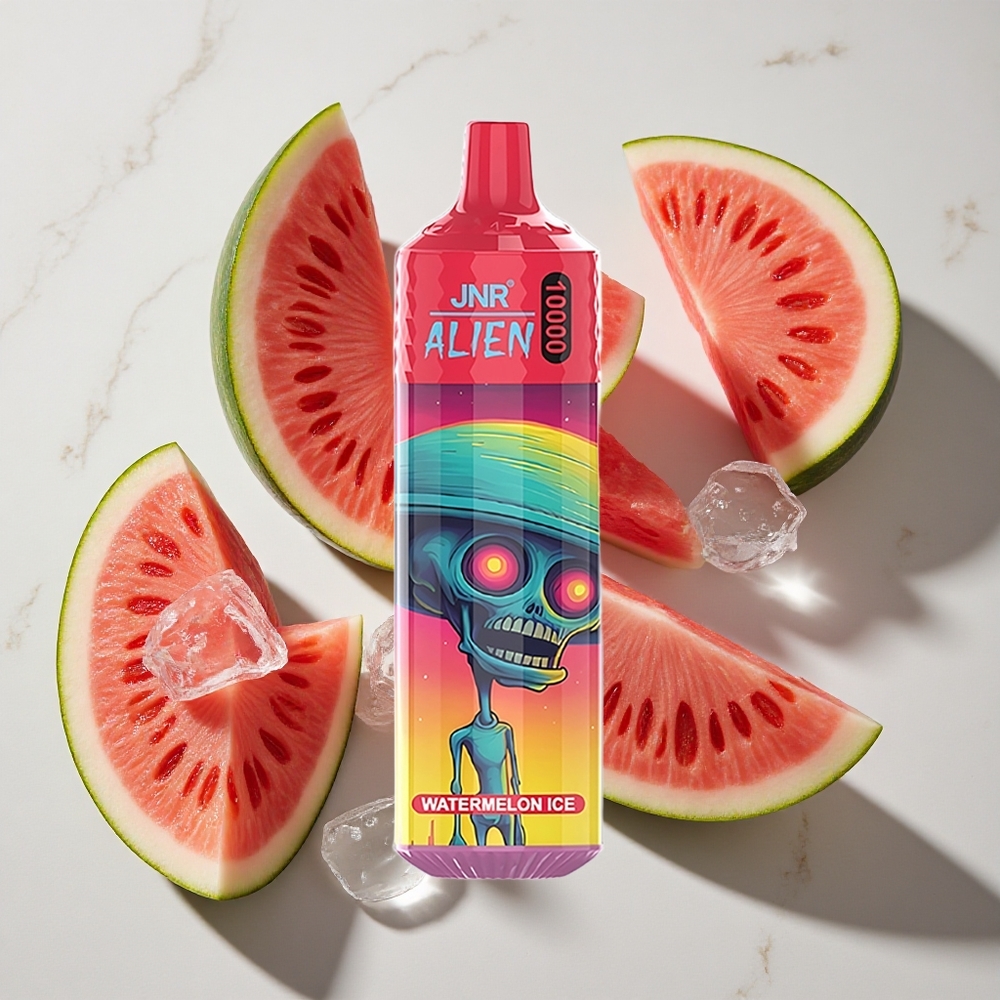 Watermeloen IJs JNR Alien 10000 Puffs Nederland vapes met LED (RGB) verlichting en Type-C opladen
