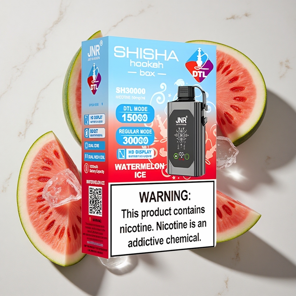 Watermeloen IJs JNR Shisha Hookah Box 20500 Puffs Nederland vapes - HD Display 25ml Vloeistof Type-C Opladen