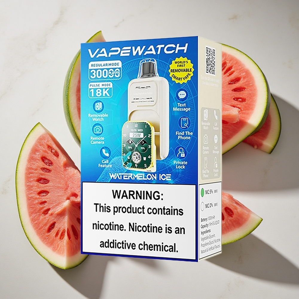 Watermeloen IJs JNR Vape Watch 30000 Puffs Nederland vapes - 19mL  Dual Mesh Coil