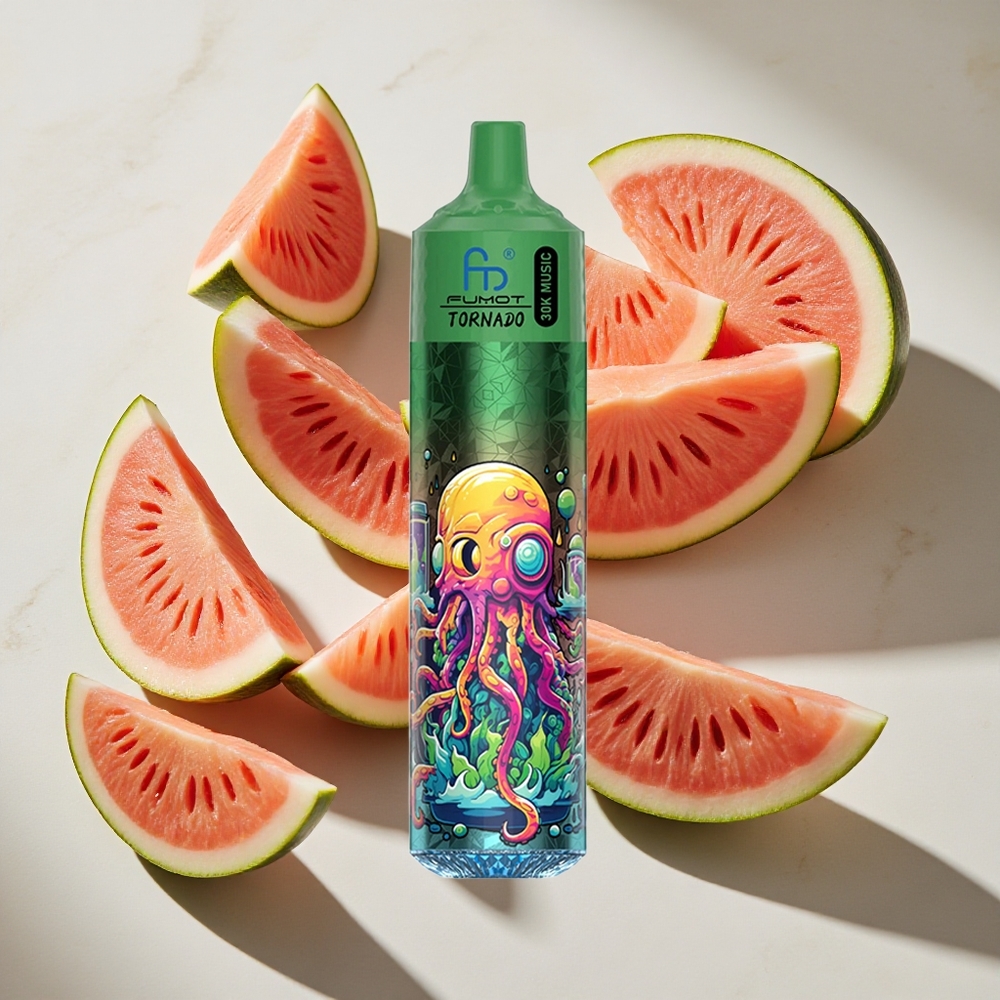 Watermeloen Meloen Fumot RandM Tornado 30000 Puffs Nederland vapes 30mL LED Display
