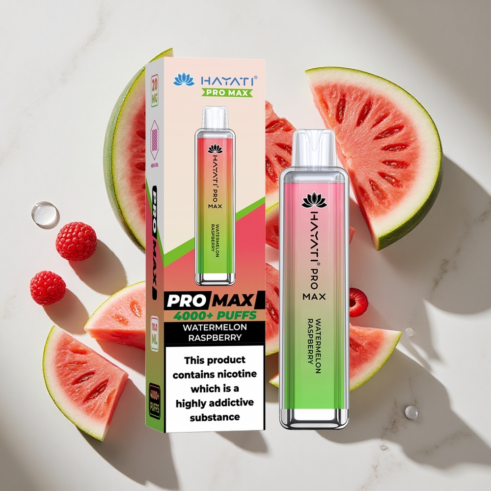 Watermelon Framboos Hayati Pro Max 4000 Puffs Nederland vapes met 1400mAh oplaadbare batterij