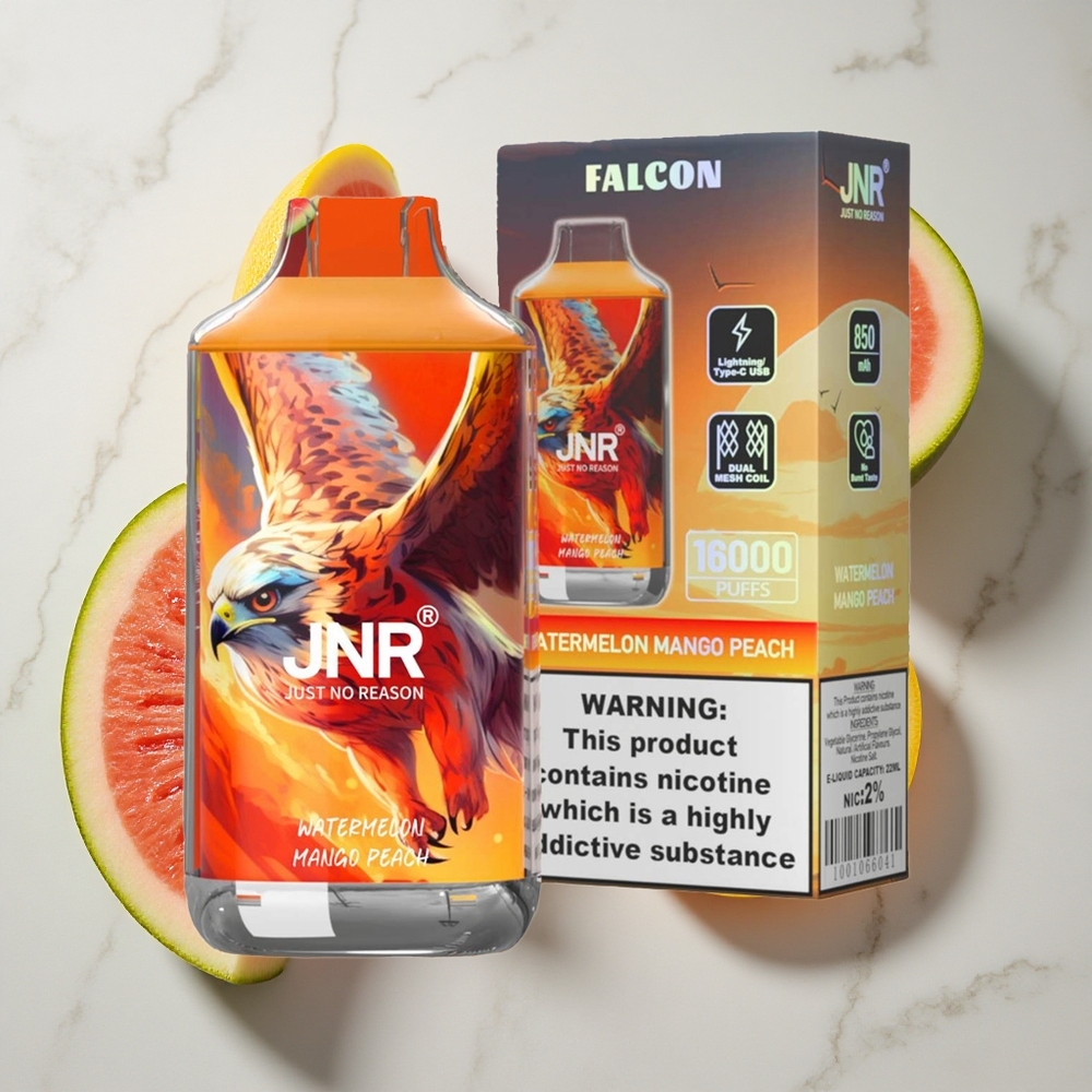 Watermelon Mango Perzik JNR Falcon 16000 Puffs Nederland vapes - 22ml Vloeistof  Dual Mesh Coil