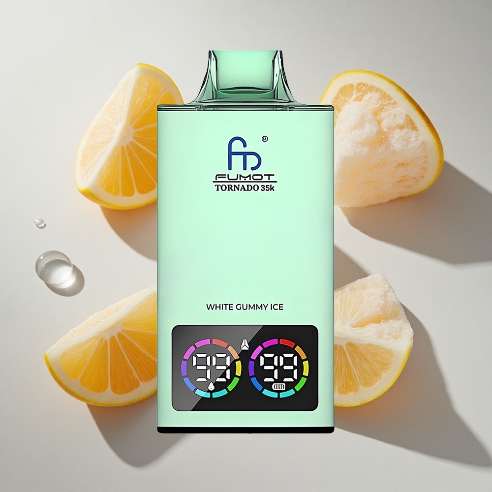 Witte Gummy IJs Fumot Tornado 35K Wegwerp Vape 35000 Puffs Nederland vapes Dual Mesh Coil  USB-C
