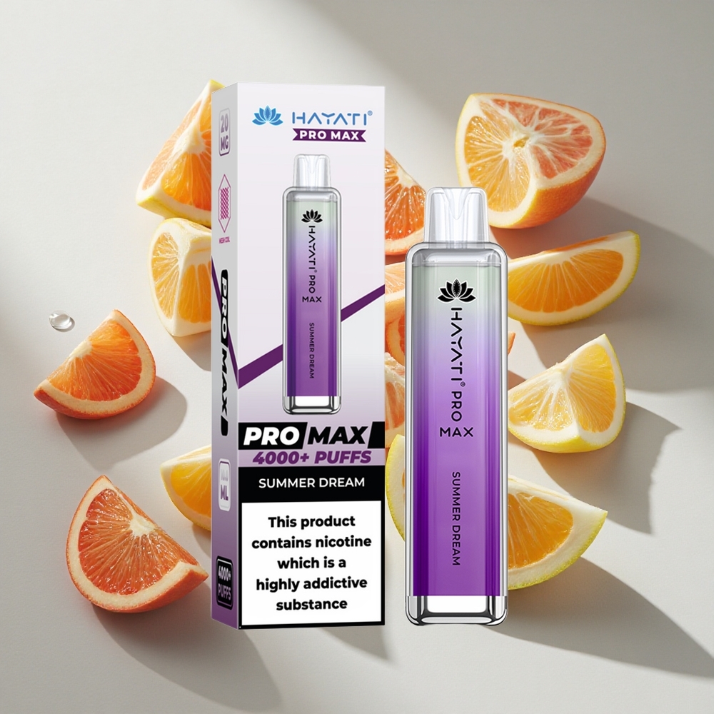 Zomerdroom Hayati Pro Max 4000 Puffs Nederland vapes Dual 11 Ohm Mesh Coil  LED-verlichting