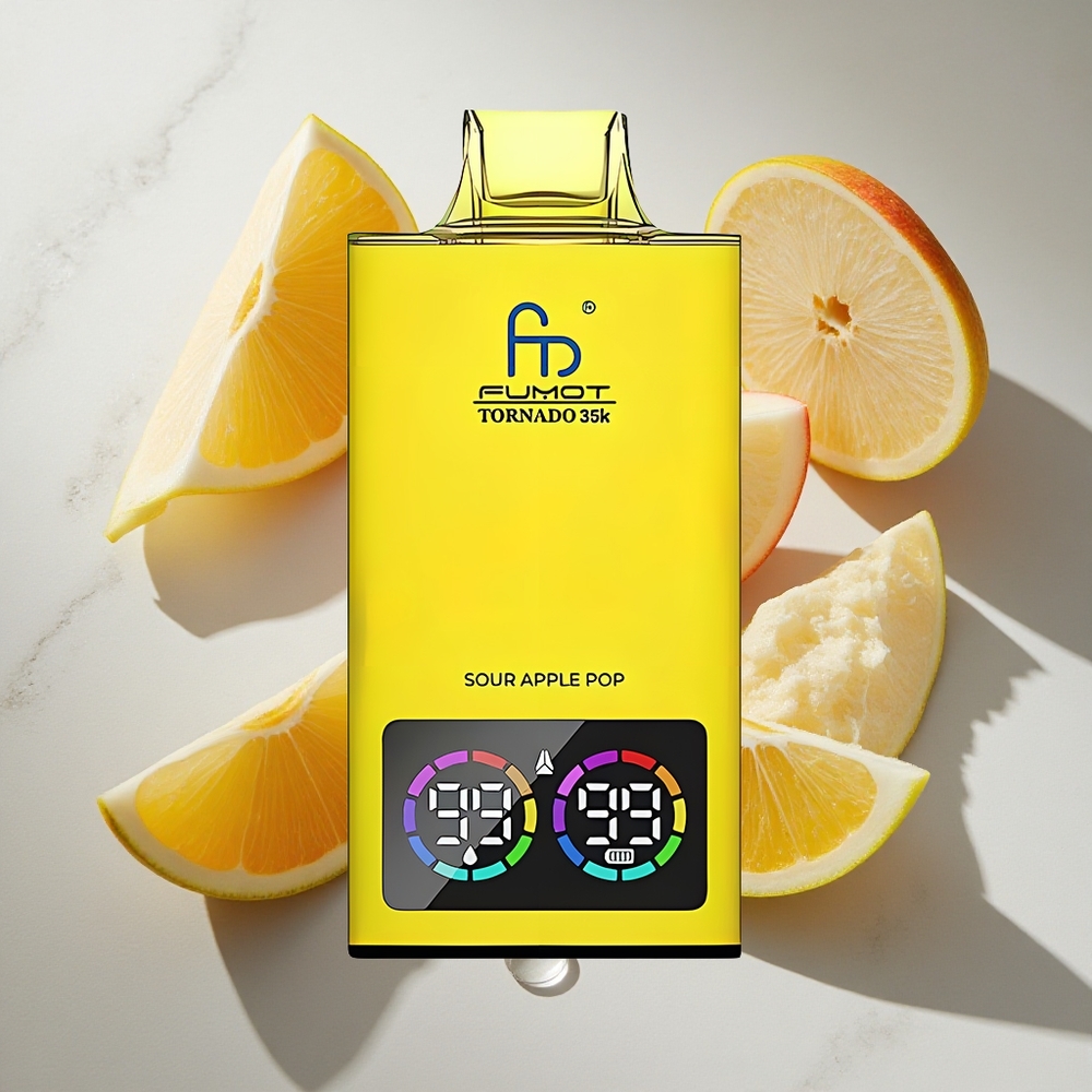 Zure Appel Pop Fumot Tornado 35K 35000 Puffs Nederland vapes Dual Mesh Coil  15ml E-juice