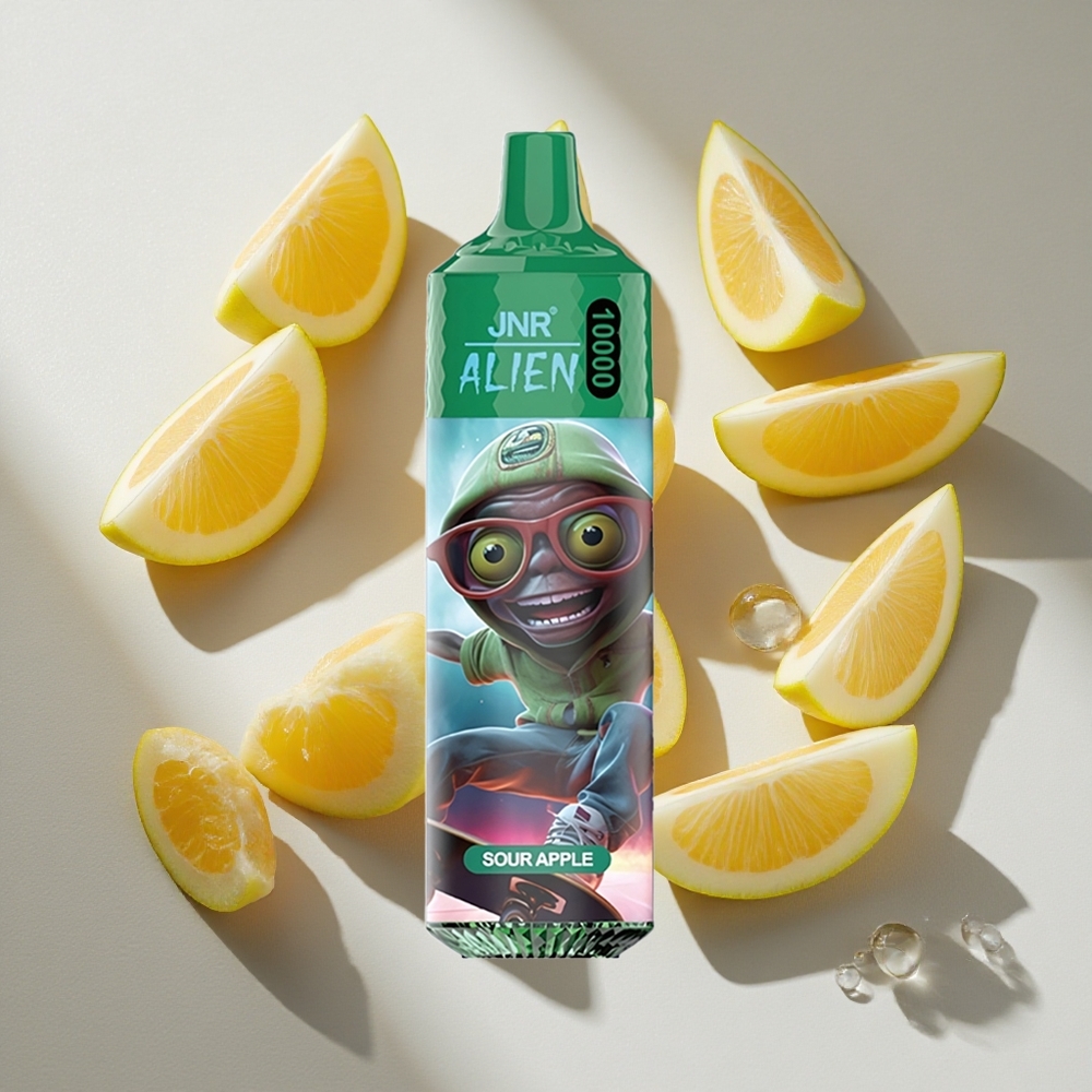 Zuur Appel JNR Alien 10000 Puffs Nederland vapes met RGB verlichting en 850mAh batterij