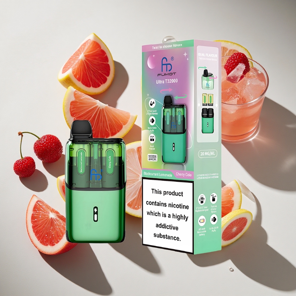 Zwarte Bes Limonade - Kersen Cola Fumot Ultra T32000 32000 Puffs Nederland vapes Type-C Opladen