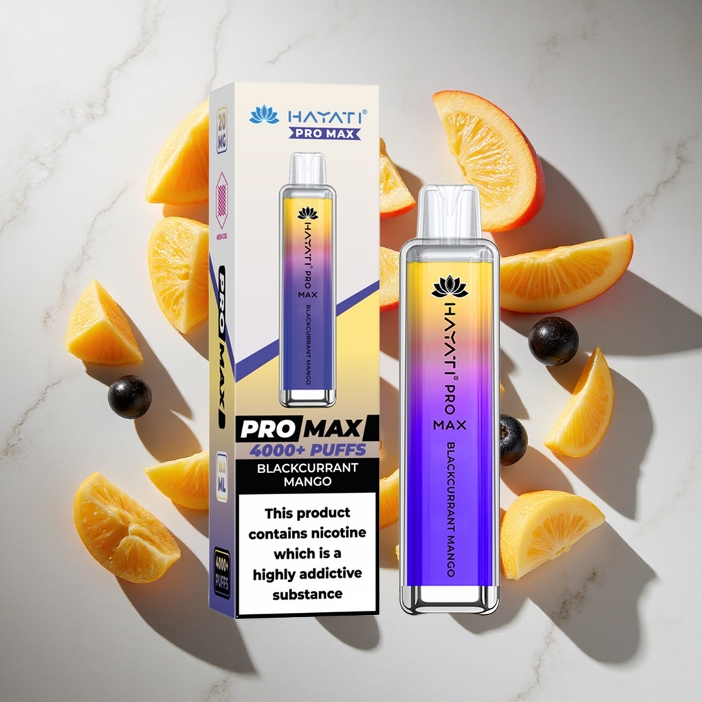 Zwarte Bes Mango Hayati Pro Max 4000 Puffs Nederland vapes met LED-verlichting en 1400mAh batterij