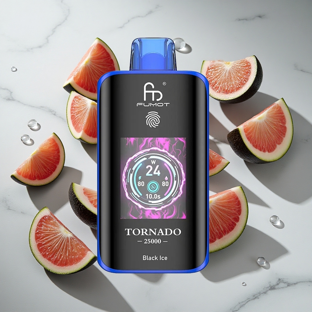 Zwarte IJs Fumot Tornado 25000 Puffs Nederland vapes met 20ml Voorgevulde E-liquid en Type-C oplaadpoort