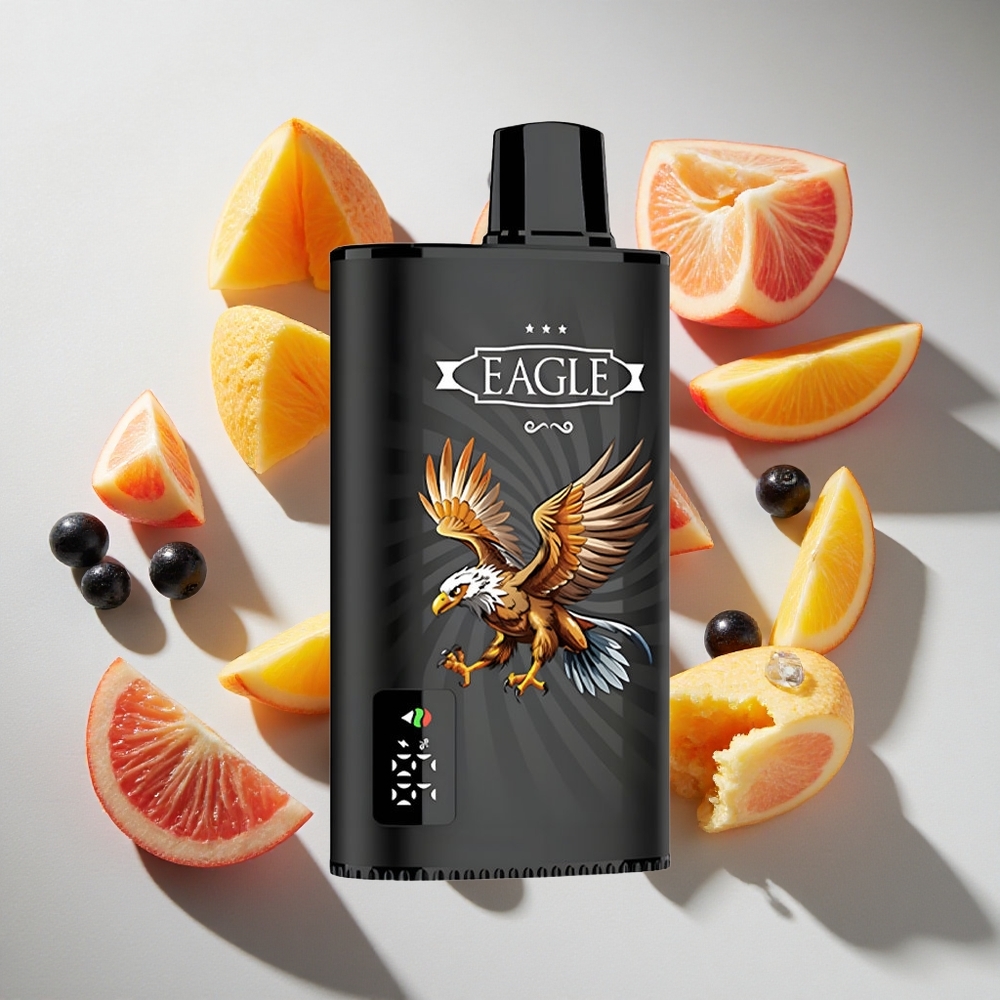 Zwarte bes Mango IJs JNR EAGLE Smart 23000 Puffs Nederland vapes met Digitaal Scherm  25ml Vloeistofcapaciteit